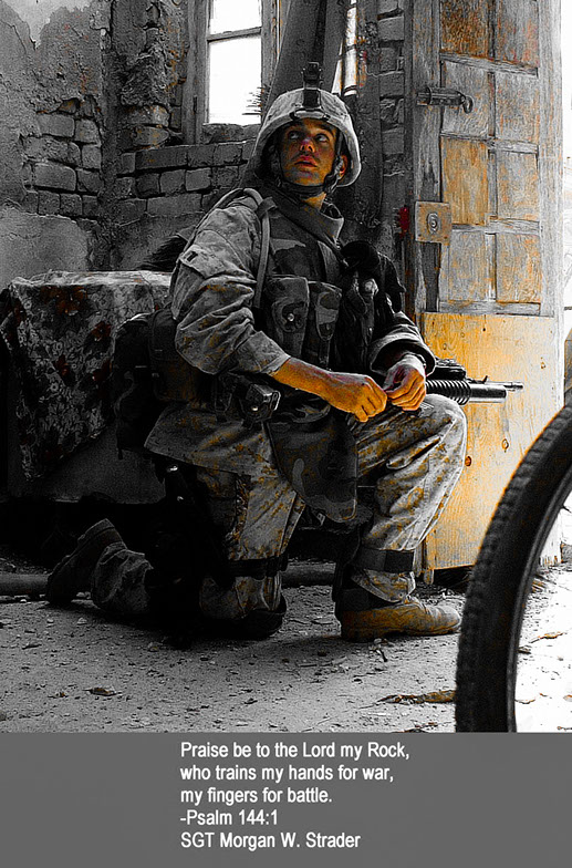 SGT Strader in Fallujah, November 11, 2004. Photo by Frederic Lafargue.